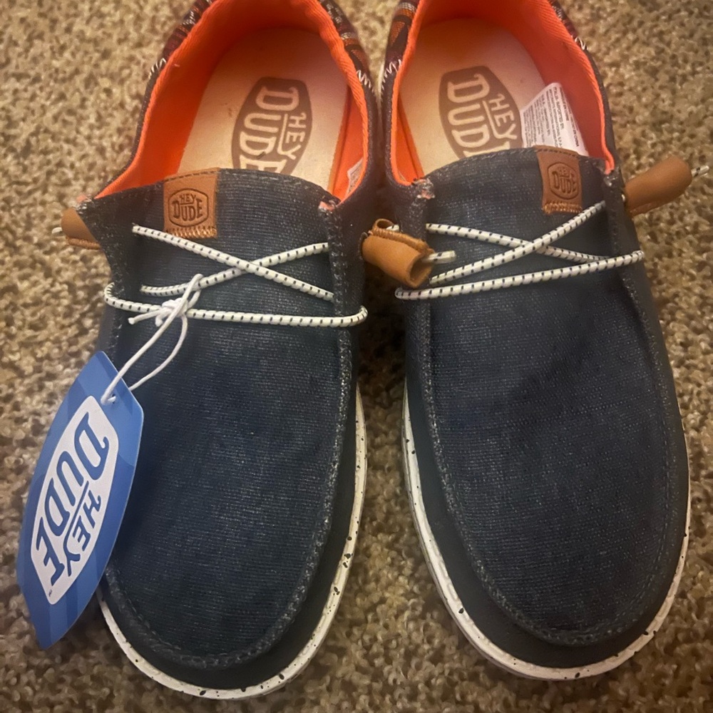 Wendy Funk Baja Hey Dude Boat Shoes - Dark Gray and Orange